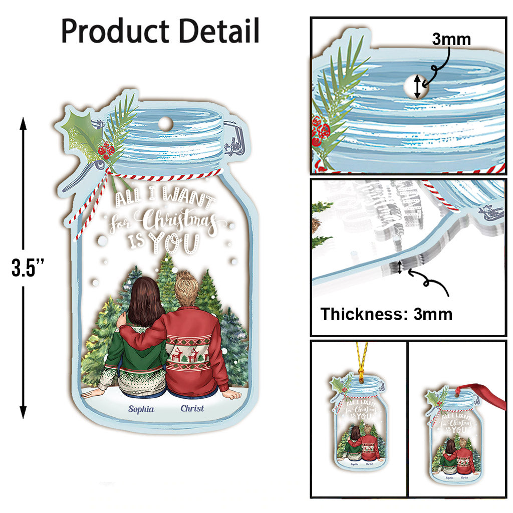 Alles, was ich mir zu Weihnachten wünsche, bist du – Personalisierter transparenter Weihnachtsschmuck für Paare