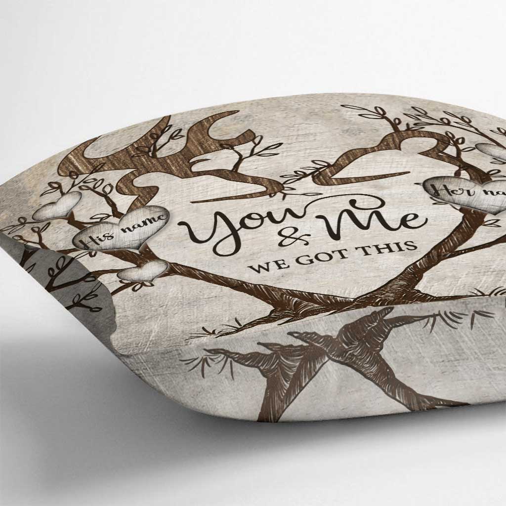 „Du und ich, wir schaffen das“ – personalisiertes Jagdkissen für Paare
