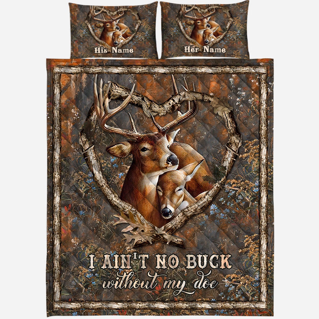Ohne meine Hirschkuh bin ich kein Hirsch – Personalisiertes Jagd-Quilt-Set für Paare