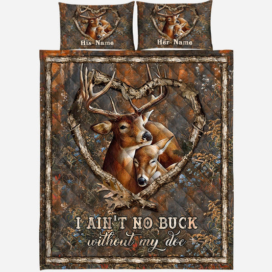 Ohne meine Hirschkuh bin ich kein Hirsch – Personalisiertes Jagd-Quilt-Set für Paare