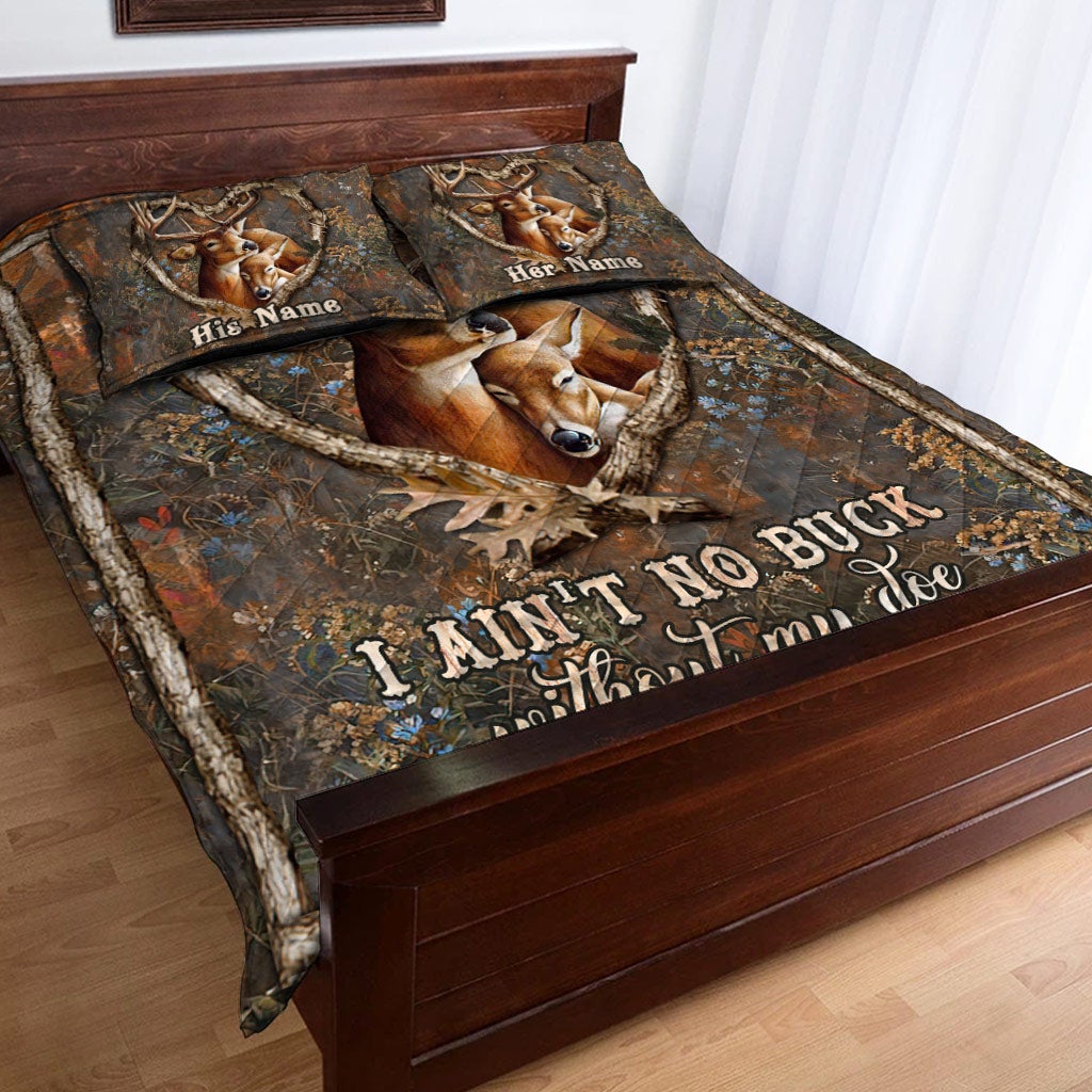 Ohne meine Hirschkuh bin ich kein Hirsch – Personalisiertes Jagd-Quilt-Set für Paare