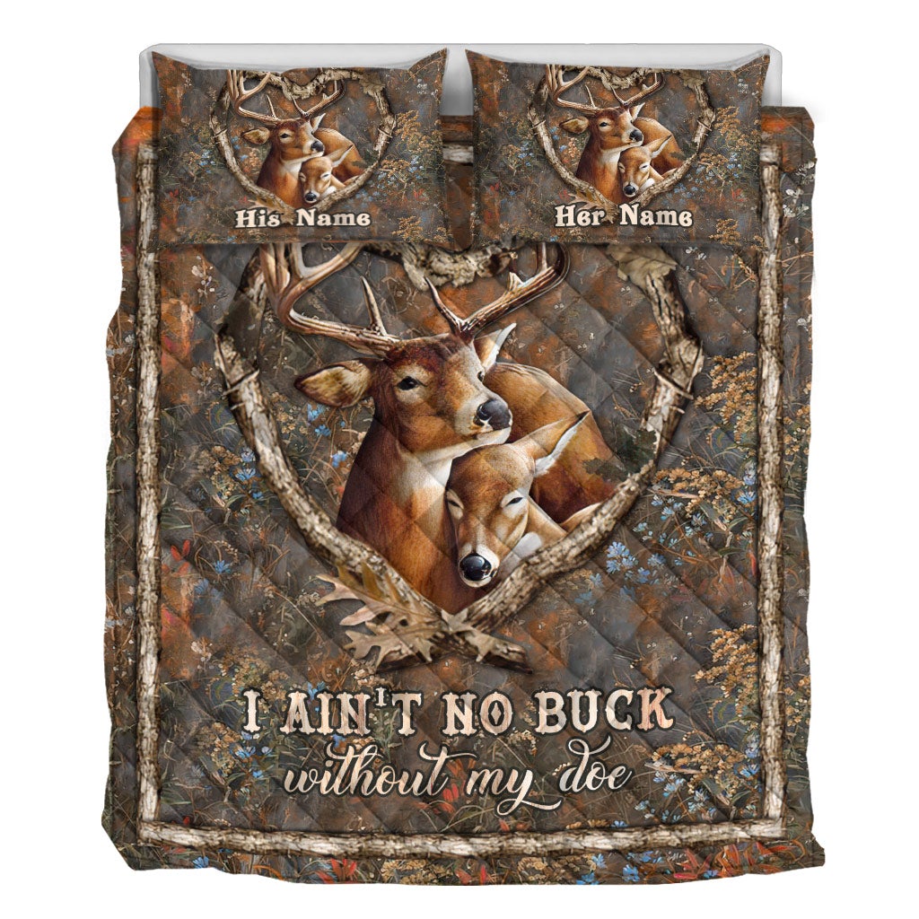Ohne meine Hirschkuh bin ich kein Hirsch – Personalisiertes Jagd-Quilt-Set für Paare