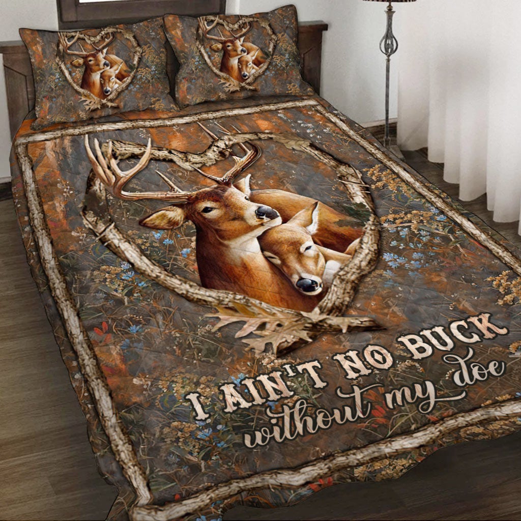 Ohne meine Hirschkuh bin ich kein Hirsch – Personalisiertes Jagd-Quilt-Set für Paare