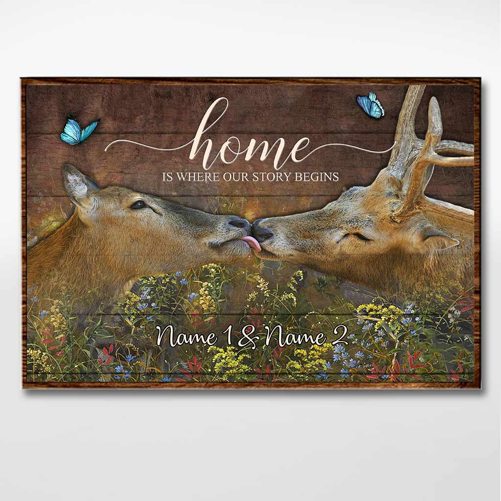 Home Is Where Our Story Begins - Personalized Couple Hunting Poster