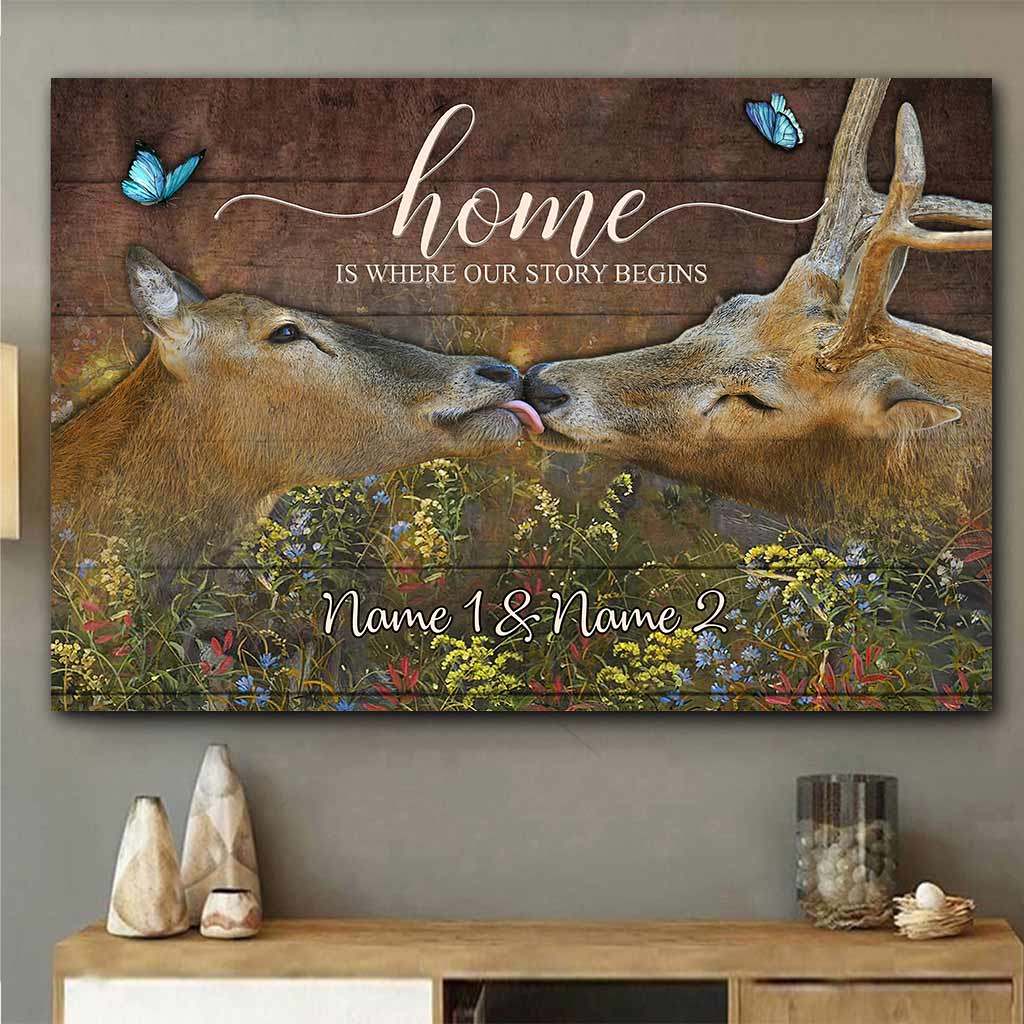 Home Is Where Our Story Begins - Personalized Couple Hunting Poster