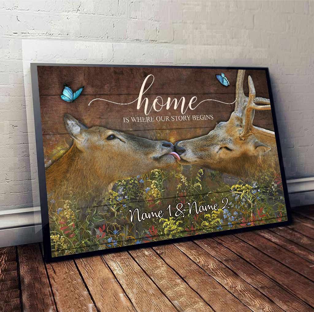 Home Is Where Our Story Begins - Personalized Couple Hunting Poster