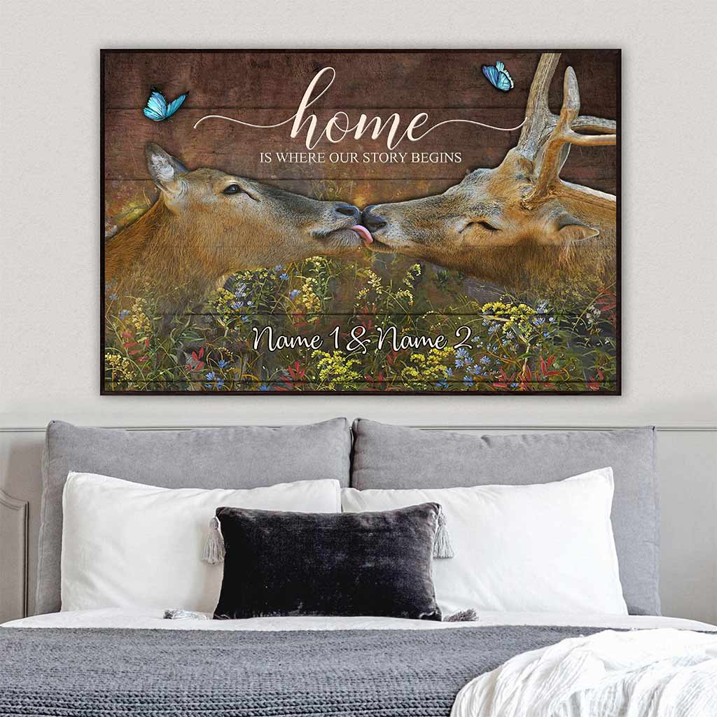 Home Is Where Our Story Begins - Personalized Couple Hunting Poster