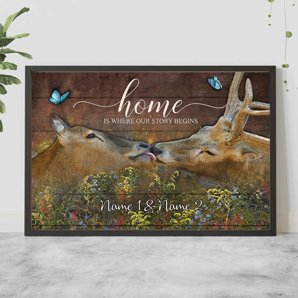 Home Is Where Our Story Begins - Personalized Couple Hunting Poster