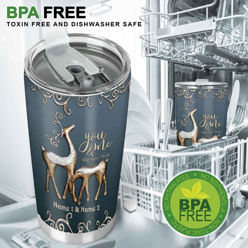 „Du und ich, wir schaffen das“ – personalisierter Jagdbecher für Paare mit 3D-Musterdruck