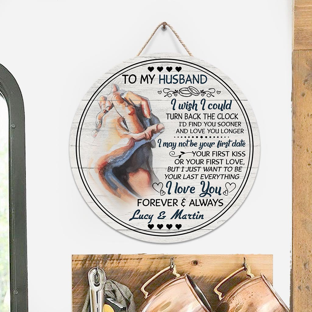 Ich wünschte, ich könnte die Zeit zurückdrehen – Personalisiertes rundes Holzschild für Paare