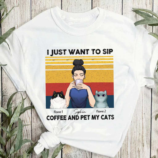 Cat Mom Coffee – Personalisiertes Katzen-T-Shirt und Hoodie