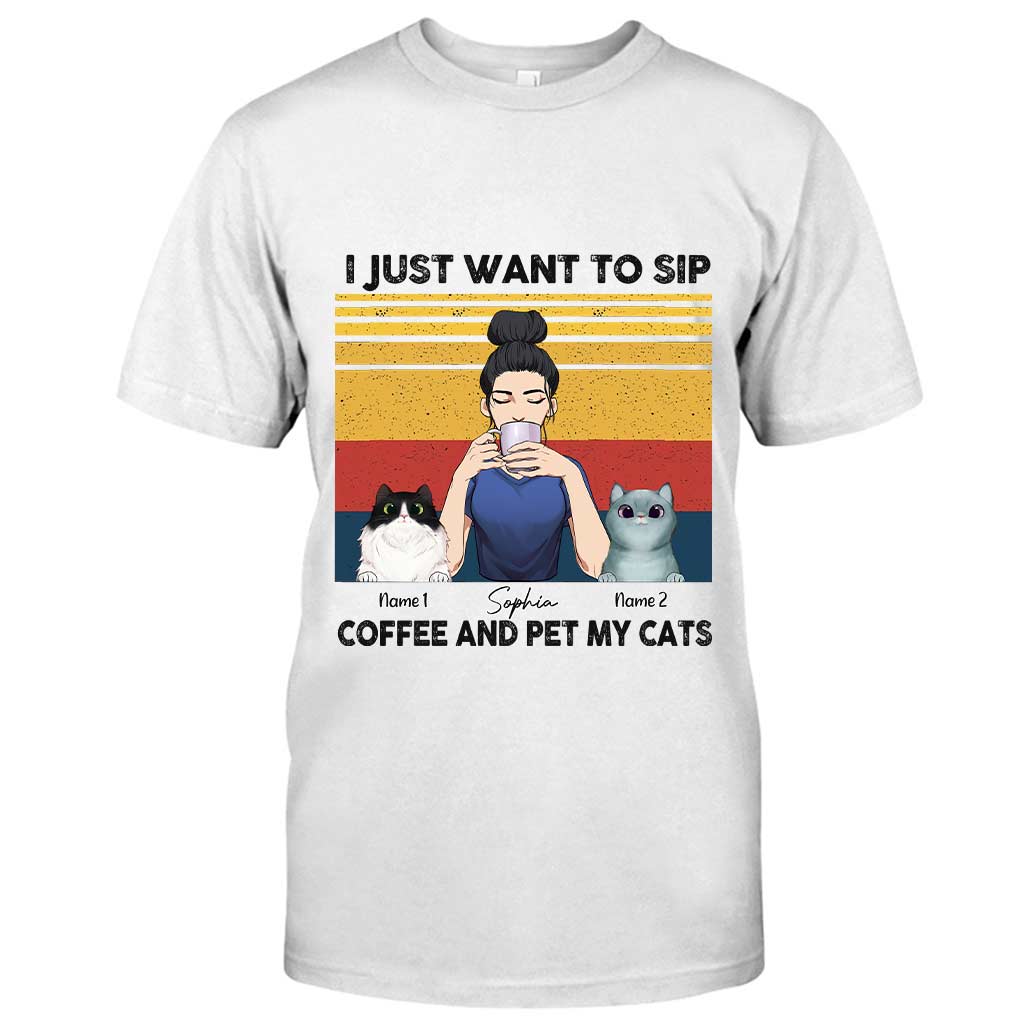 Cat Mom Coffee – Personalisiertes Katzen-T-Shirt und Hoodie