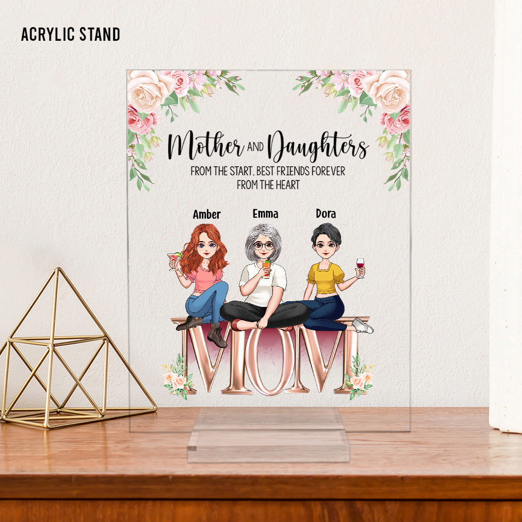 Mutter und Kinder – beste Freunde für immer – Personalisierte transparente Acrylplakette zum Muttertag