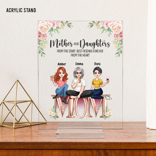 Mutter und Kinder – beste Freunde für immer – Personalisierte transparente Acrylplakette zum Muttertag