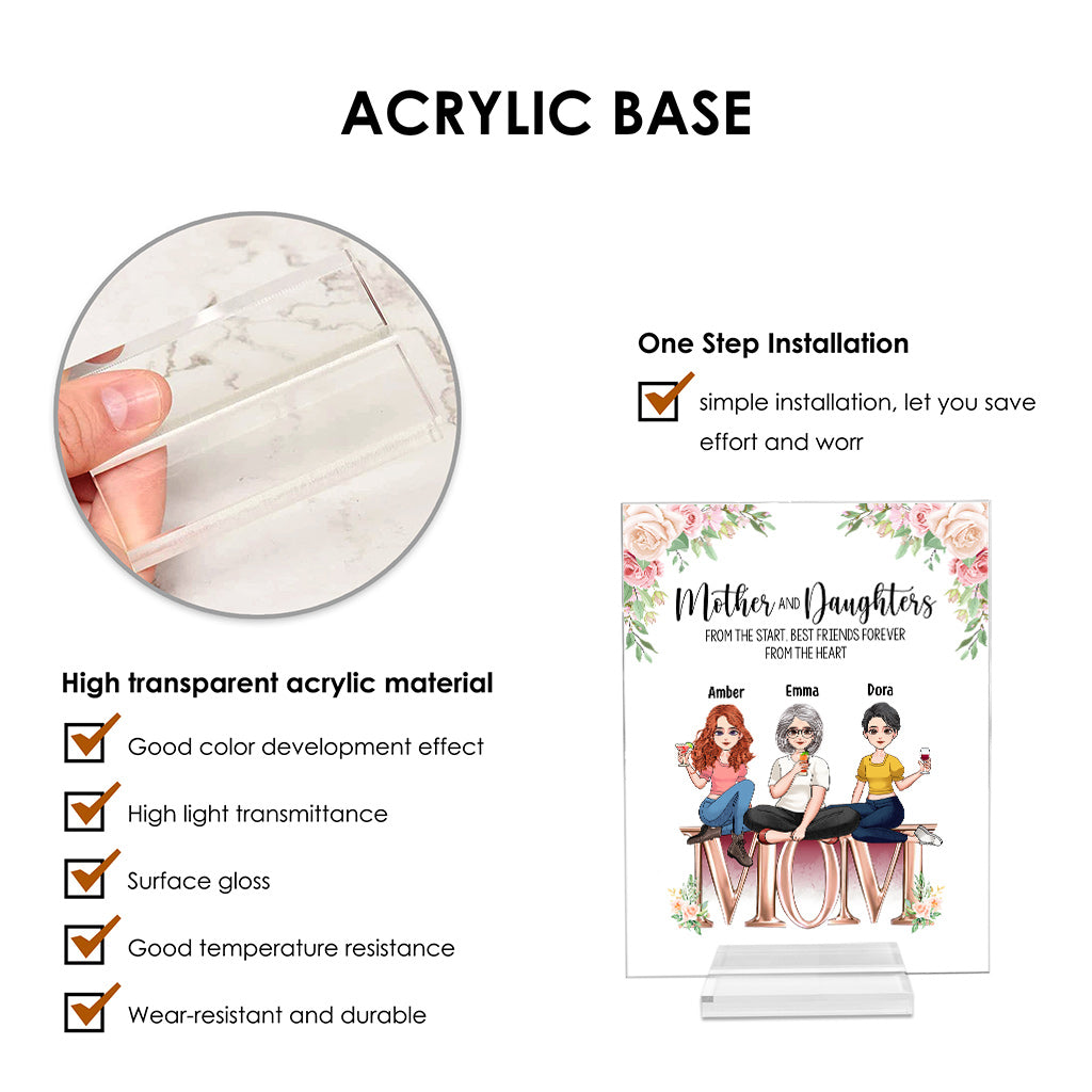 Mutter und Kinder – beste Freunde für immer – Personalisierte transparente Acrylplakette zum Muttertag