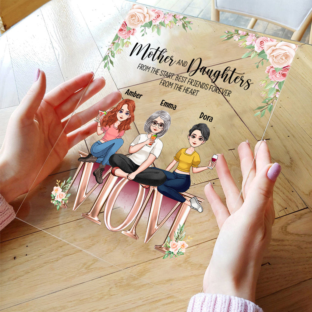 Mutter und Kinder – beste Freunde für immer – Personalisierte transparente Acrylplakette zum Muttertag