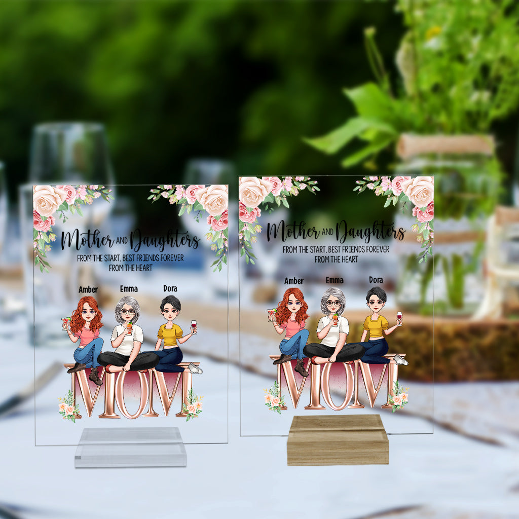 Mutter und Kinder – beste Freunde für immer – Personalisierte transparente Acrylplakette zum Muttertag