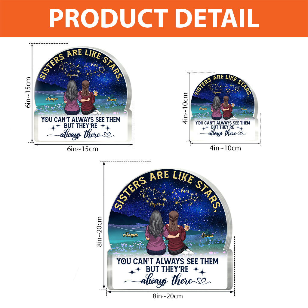 Schwestern sind wie Sterne – Personalisierte Acrylplakette in individueller Form für beste Freundinnen