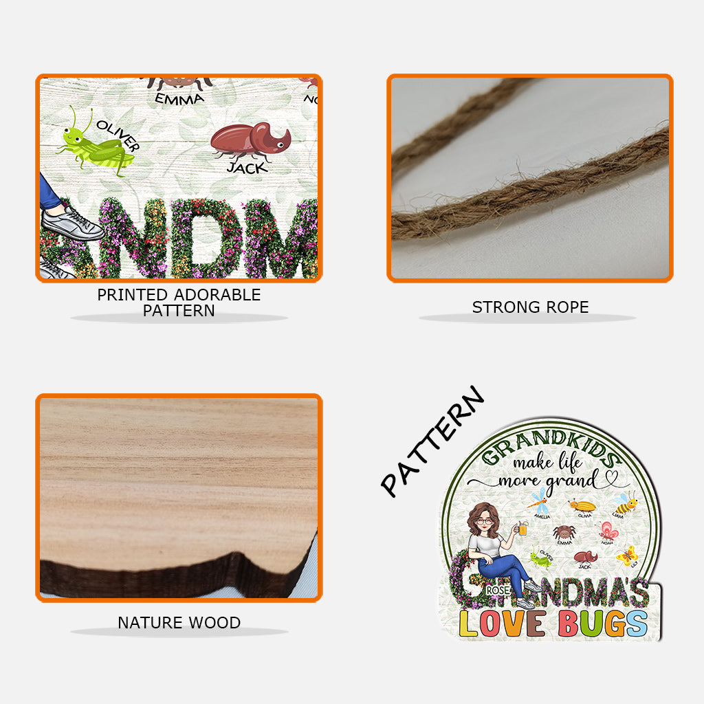 Omas Garten – Niedliche Insekten – Personalisiertes Muttertags-Holzschild für Oma