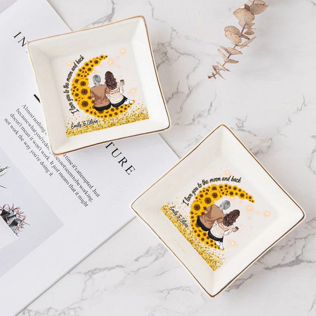 I Love You To The Moon And Back - Personalized Mother's Day Mother Jewelry Dish