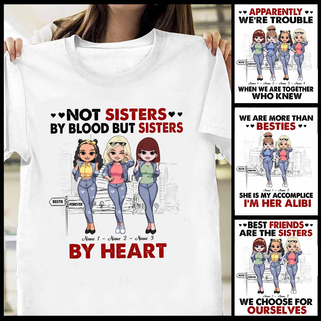 Nicht blutsverwandt, aber im Herzen Schwestern – Personalisiertes Bestie-T-Shirt und Hoodie