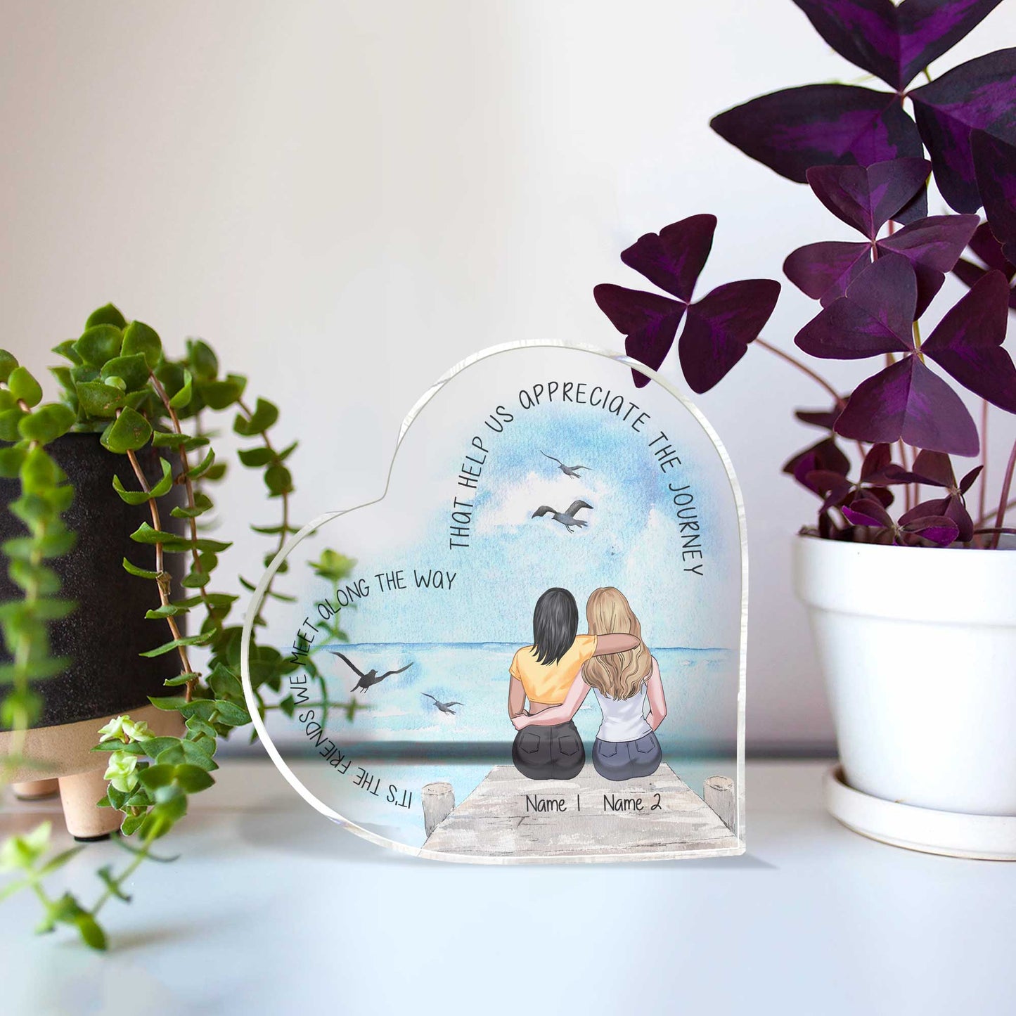Es sind die Freunde, die wir unterwegs treffen – personalisierte Acrylplakette in individueller Form für die beste Freundin