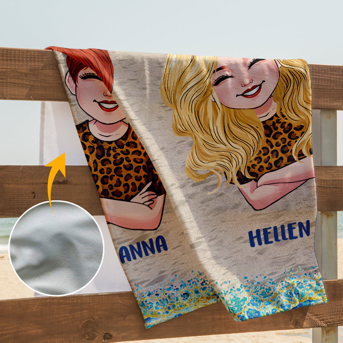 Ich liebe dich bis zum Strand und zurück – personalisiertes Strandtuch für beste Freundinnen