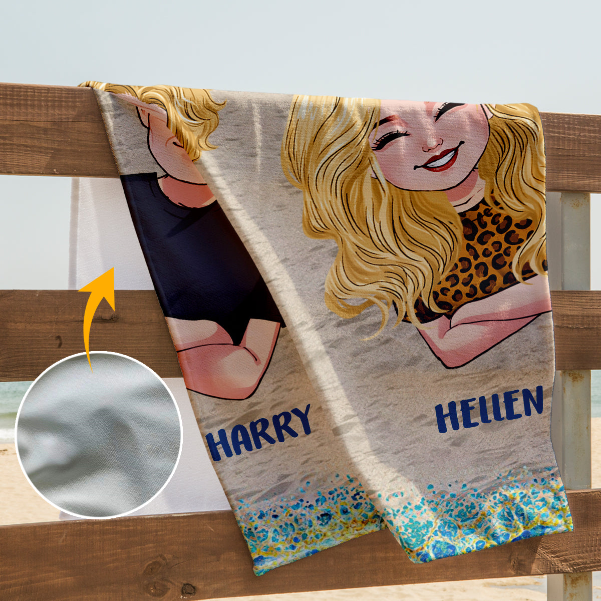 Ich liebe dich bis zum Strand und zurück – Personalisiertes Strandtuch für Paare