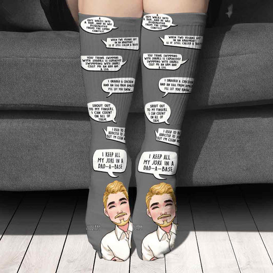 I Keep All My Dad Jokes - Personalized Father Socks