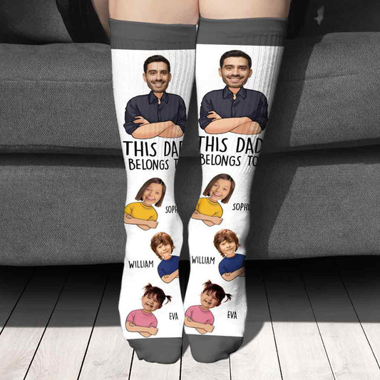 This Dad Belongs To - Personalized Father Socks