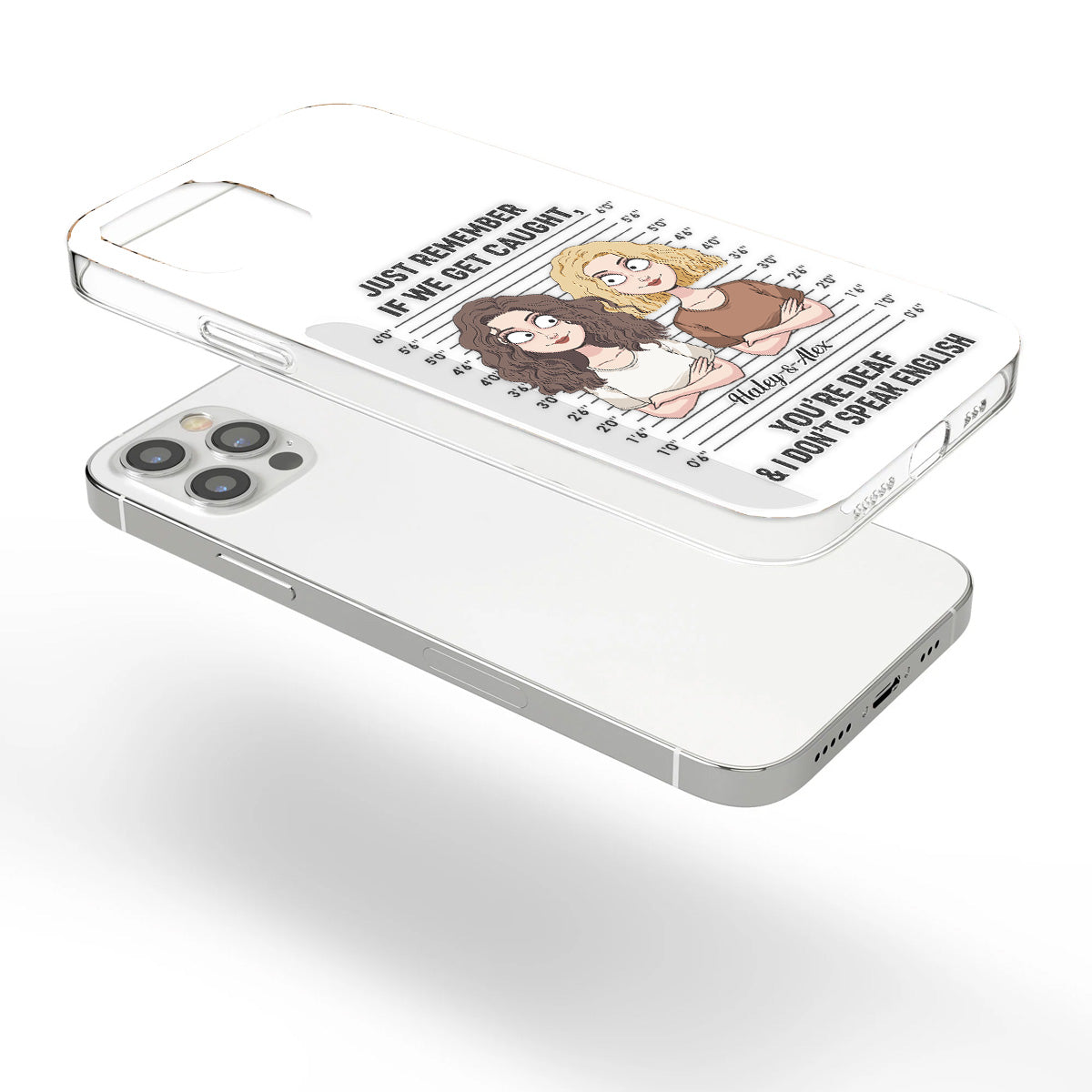 Wenn wir erwischt werden – Komplizen – Personalisierte durchsichtige Handyhülle für beste Freundinnen