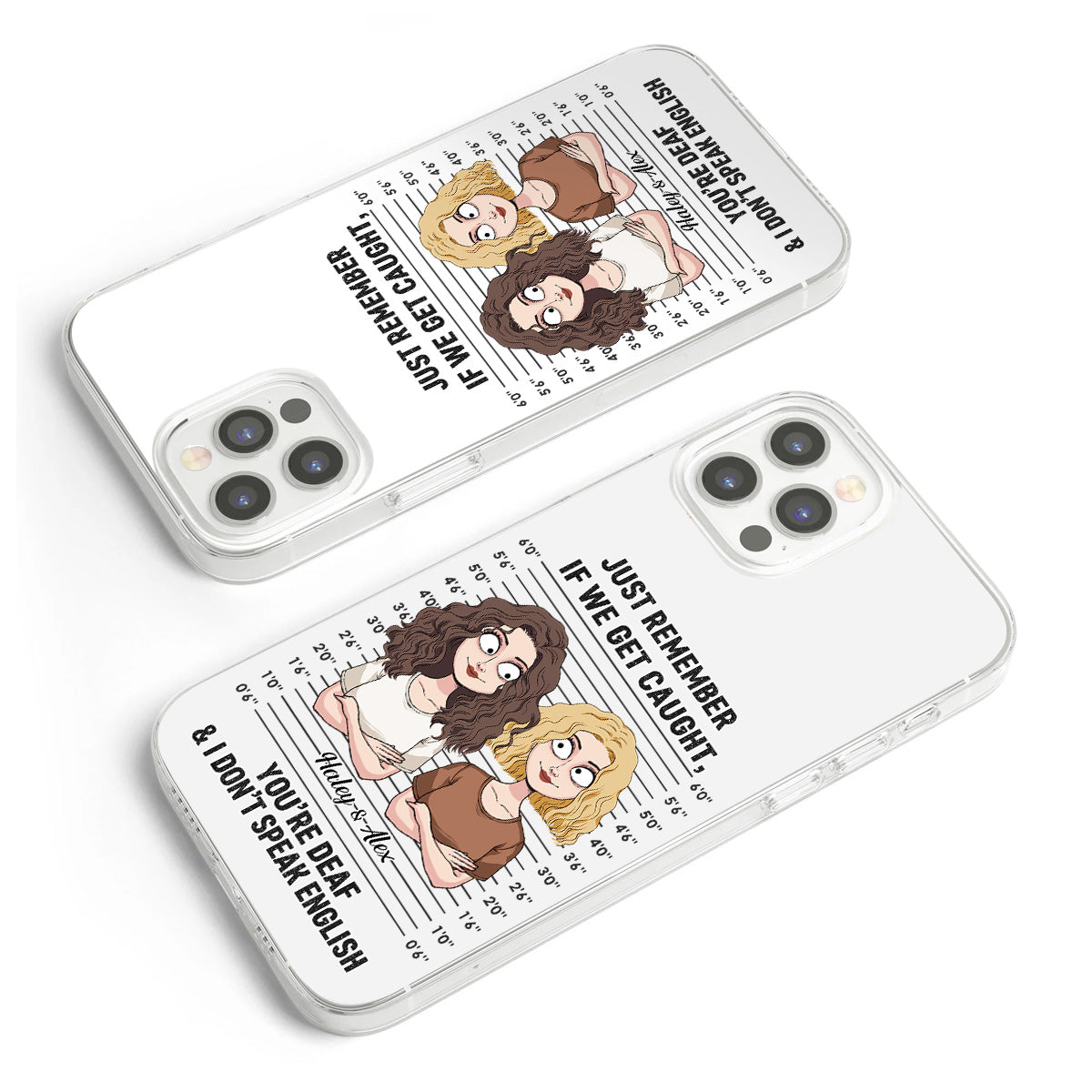 Wenn wir erwischt werden – Komplizen – Personalisierte durchsichtige Handyhülle für beste Freundinnen