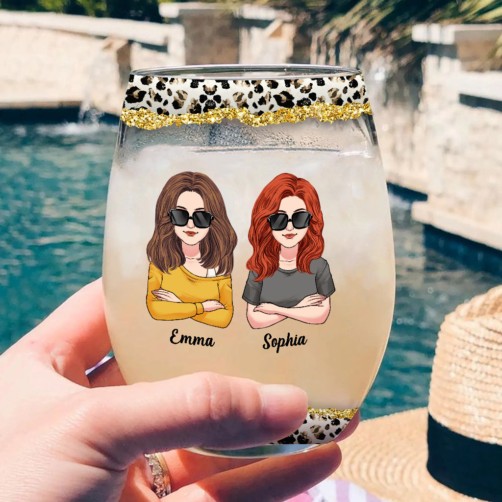 God Makes Us Best Friend - Personalized Bestie All Over Wine Glass