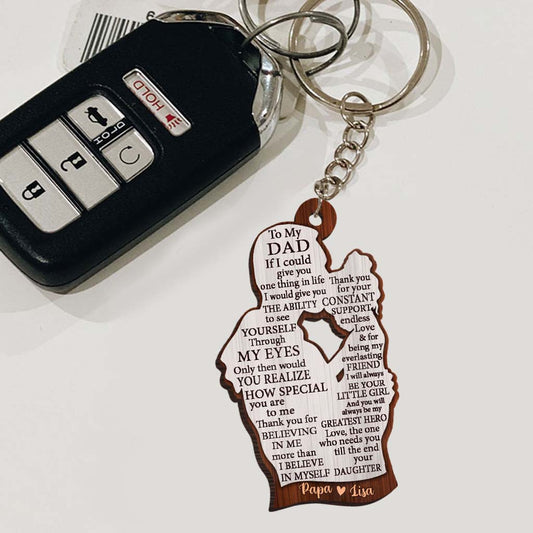 To My Dad - Personalized Father Keychain (Printed On Both Sides)