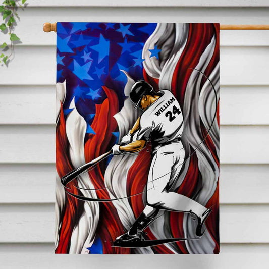 Amerikanischer Baseballspieler - Personalisierte Hausflagge