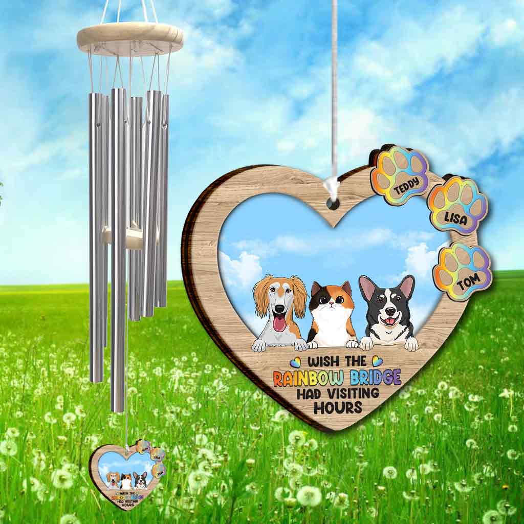 Ich wünschte, die Regenbogenbrücke hätte Besuchszeiten – personalisiertes Hunde-Windspiel