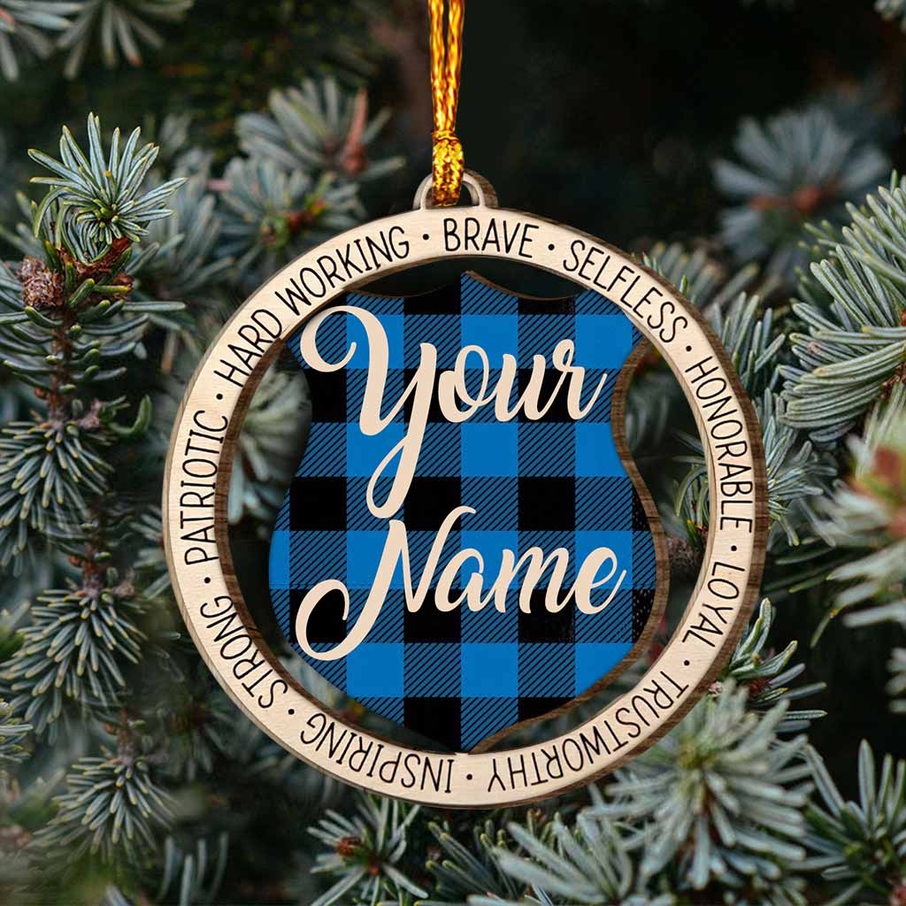 Our Hero Love The Blue - Personalized Police Officer Layered Wood Ornament