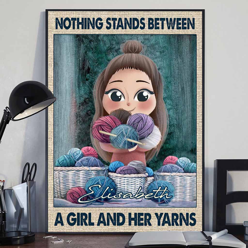 Nichts steht zwischen einem Mädchen und ihren Wollknäueln – personalisiertes Häkelposter