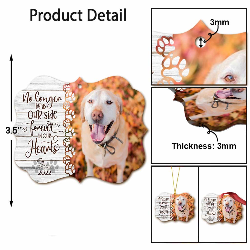 Nicht mehr an unserer Seite, aber für immer in unseren Herzen – personalisierter Weihnachtsschmuck mit Hundemotiv (beidseitig bedruckt)