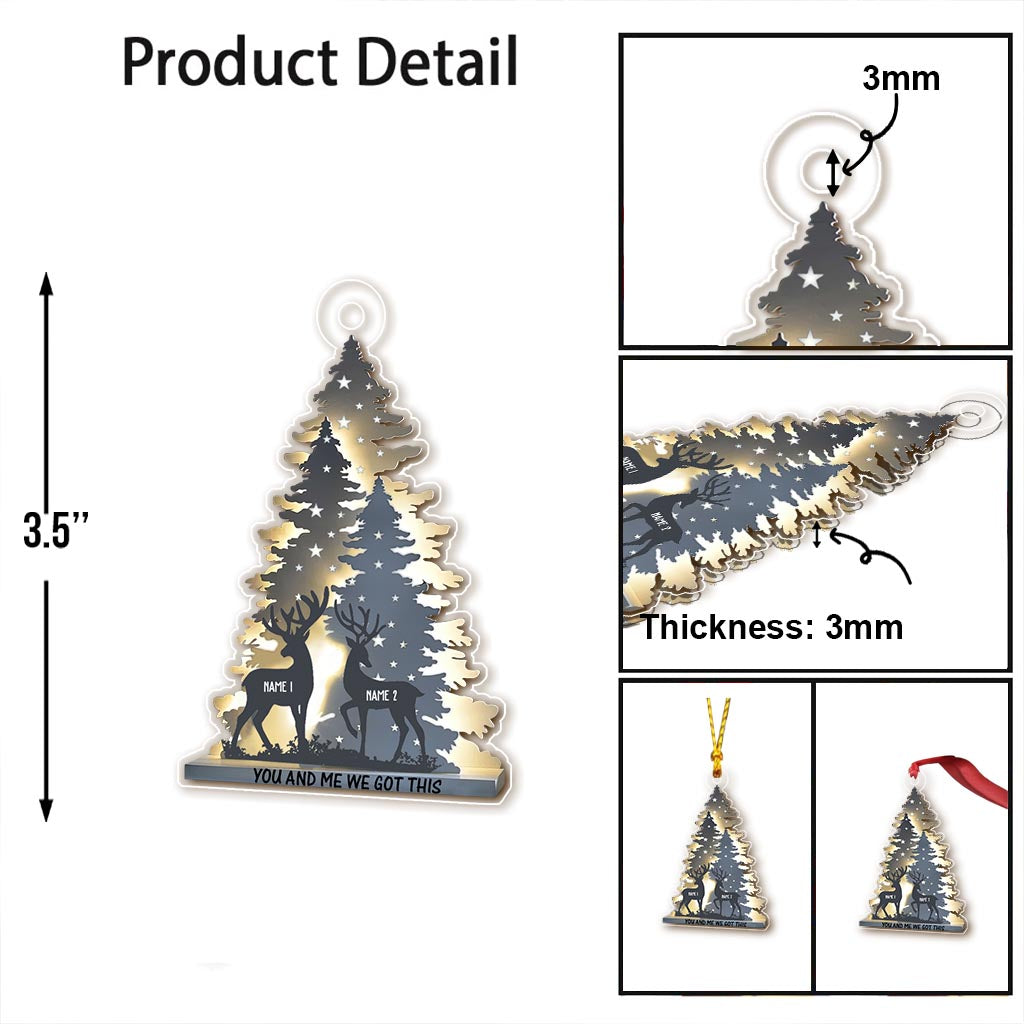 Du und ich, wir schaffen das – Personalisierter transparenter Weihnachtsschmuck „Jagd“.