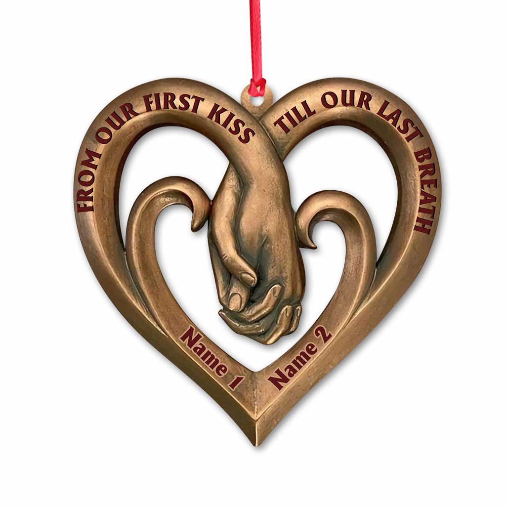 Vom ersten Kuss bis zum letzten Atemzug – Personalisierter Weihnachtsschmuck für Paare (beidseitig bedruckt)