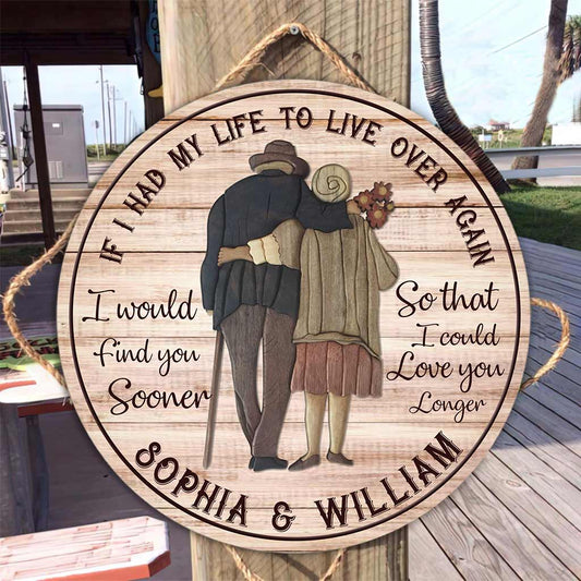 Love You Longer - Personalized Couple Round Wood Sign