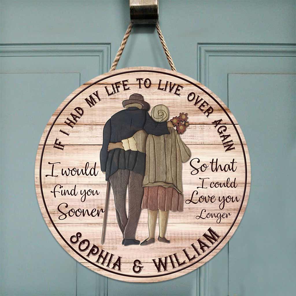 Ich liebe dich länger – Personalisiertes rundes Holzschild für Paare