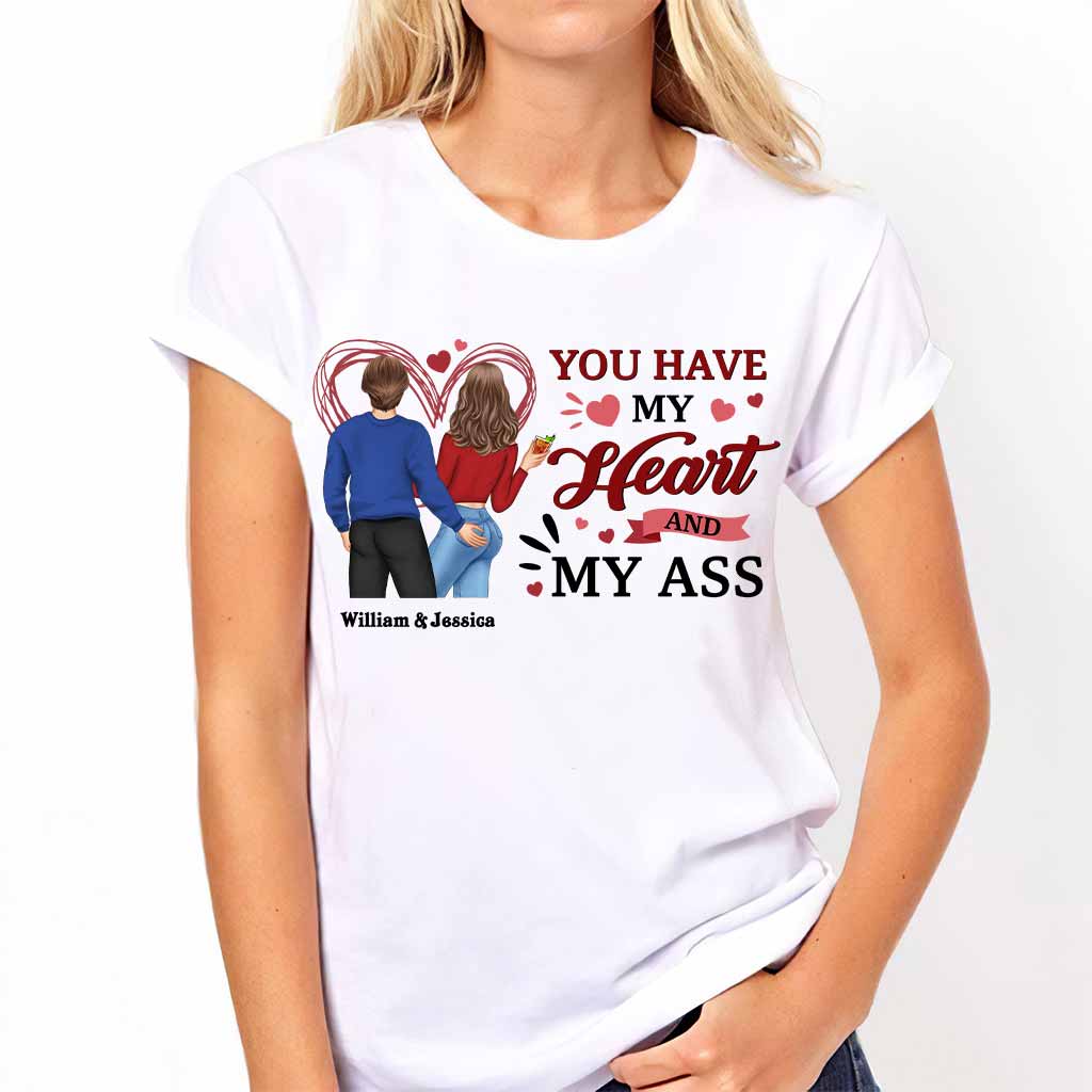 Du hast mein Herz und meinen Hintern – personalisiertes Partner-T-Shirt und Hoodie