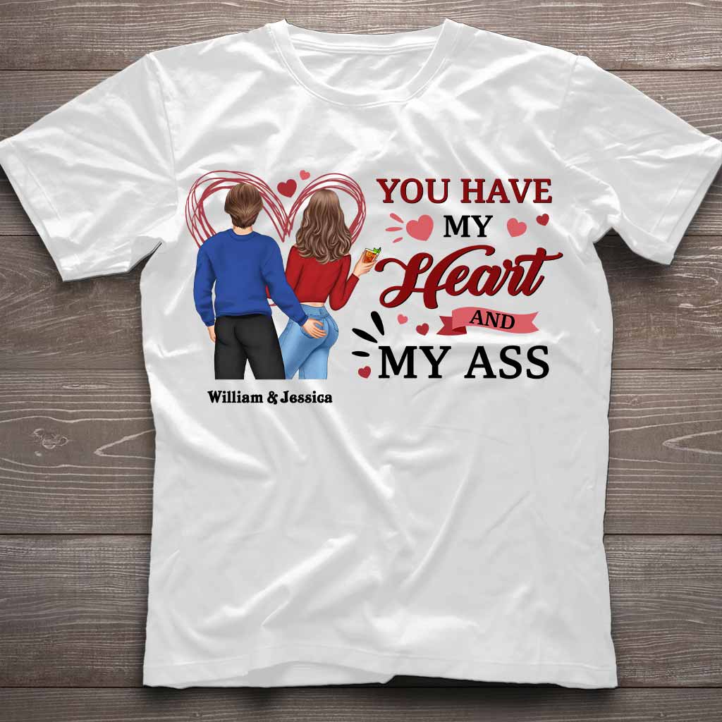 Du hast mein Herz und meinen Hintern – personalisiertes Partner-T-Shirt und Hoodie
