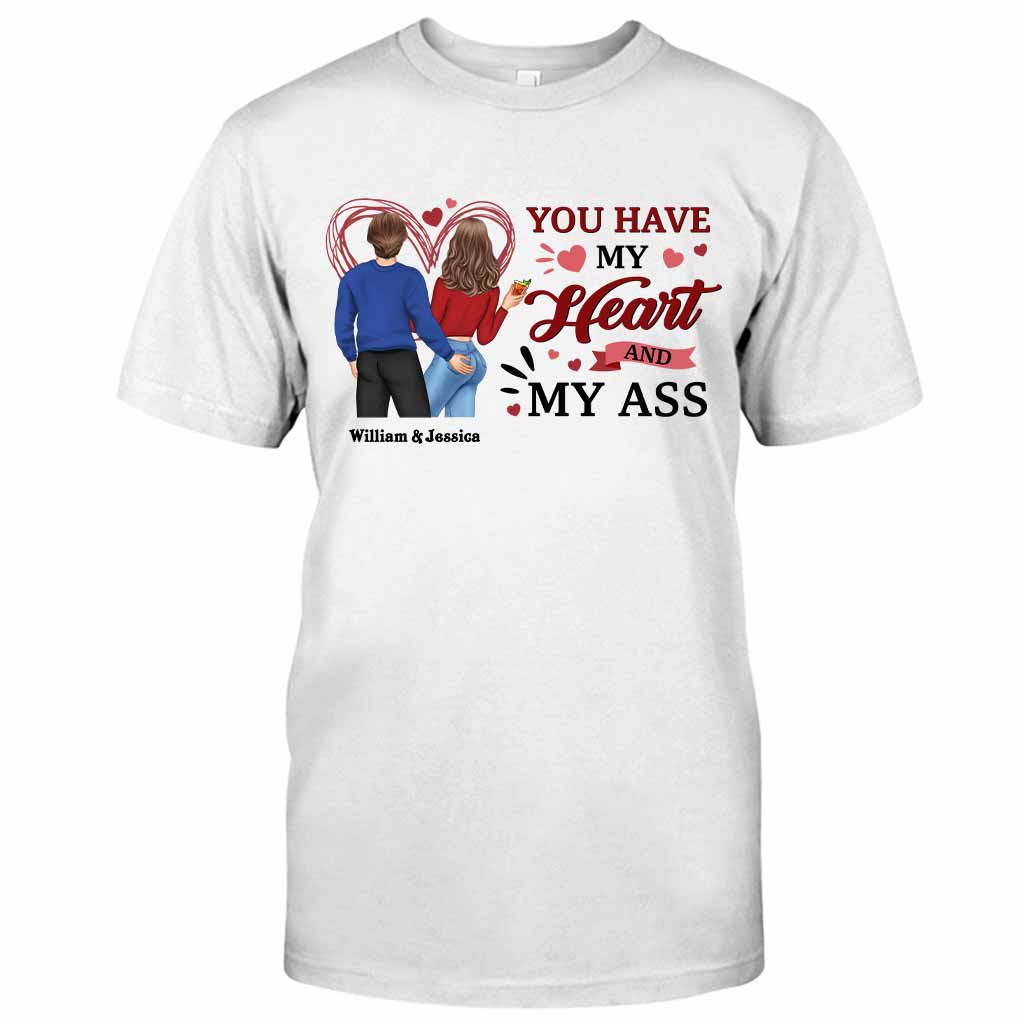 Du hast mein Herz und meinen Hintern – personalisiertes Partner-T-Shirt und Hoodie