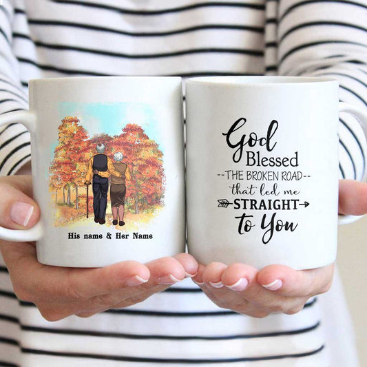 Gott segne den holprigen Weg – Personalisierte Tasse für Paare