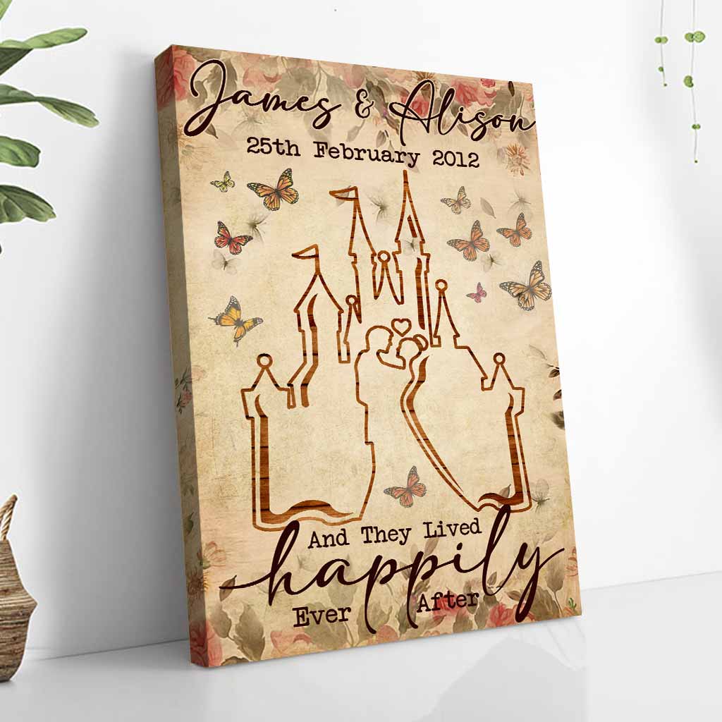 Und sie lebten glücklich bis an ihr Lebensende – Personalisiertes Poster zum Hochzeitstag für Paare