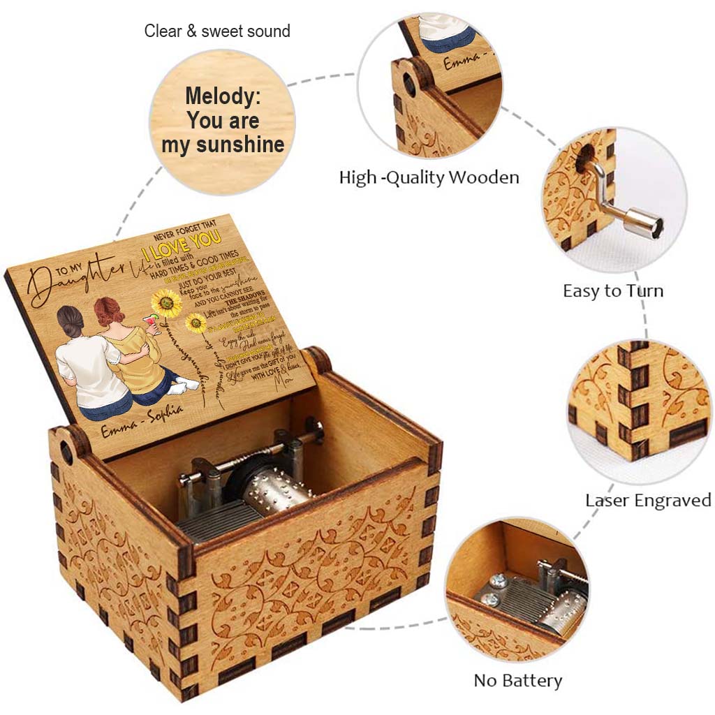 An meine Tochter – Personalisierte Muttertags-Spieluhr mit Handkurbel