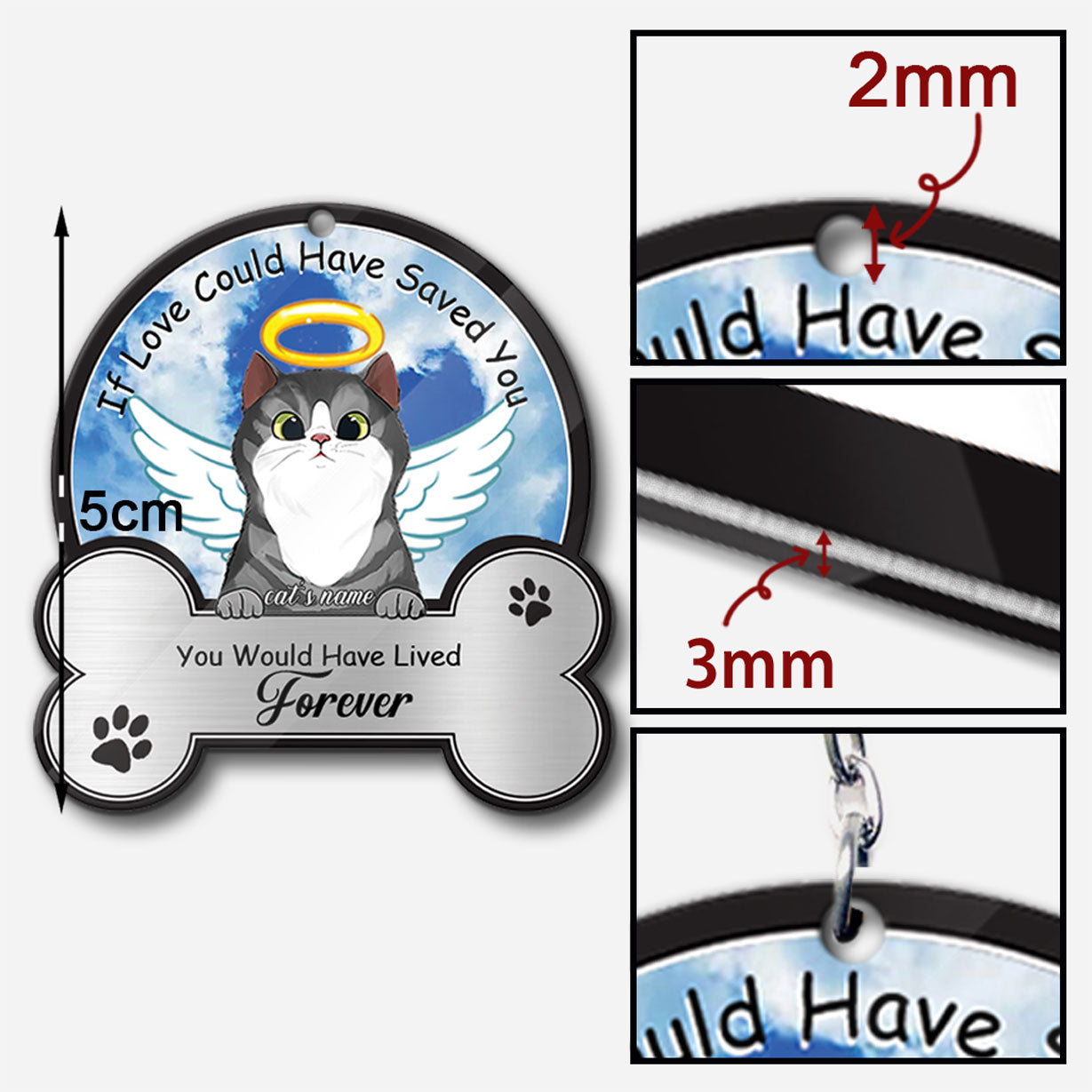 Wenn Liebe dich hätte retten können – Personalisierter Katzen-Schlüsselanhänger (beidseitig bedruckt)